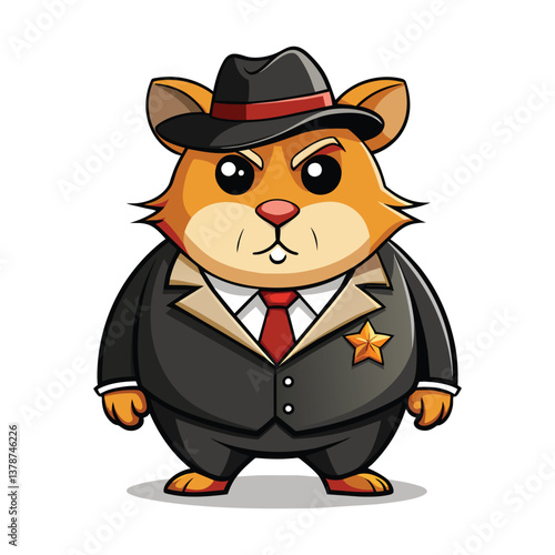 cute  gangster hamster cartoon vector art