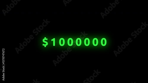 Banking $1 million Dollars Financial Transactions animation, Alpha Channel Supported, Company or Business Reaching a Million, Financial Gains and Profit Concept, Money and Cash Flow, Counter Animation