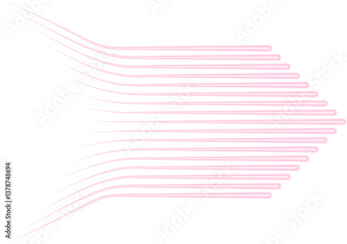 Multiple neon contour lines converging towards an arrowhead shape at the end, emphasizing direction.