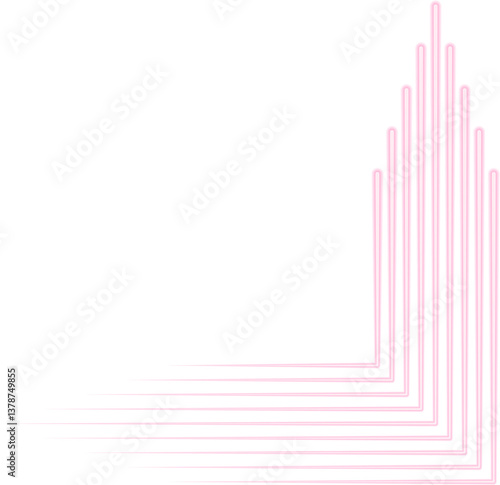 Parallel neon contour lines form straight angles with triangular-shaped terminations.