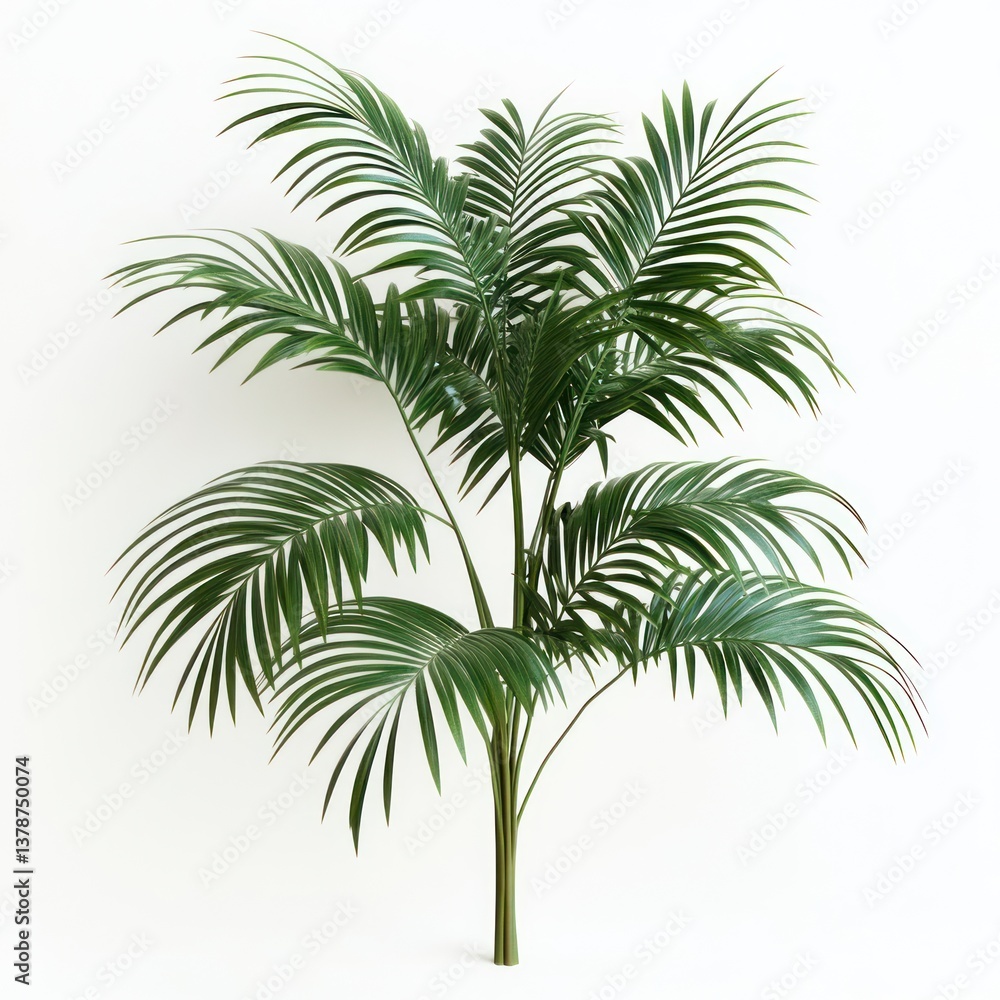 Fototapeta premium Exotic palm tree with long arching leaves, isolated for design use