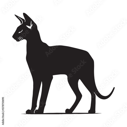 Elegant Oriental Shorthair silhouette, embodying sleekness and charm - Oriental Shorthair illustration - Oriental Shorthair vector - cat silhouette

