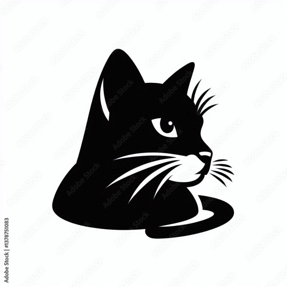 Obraz premium black cat on white background