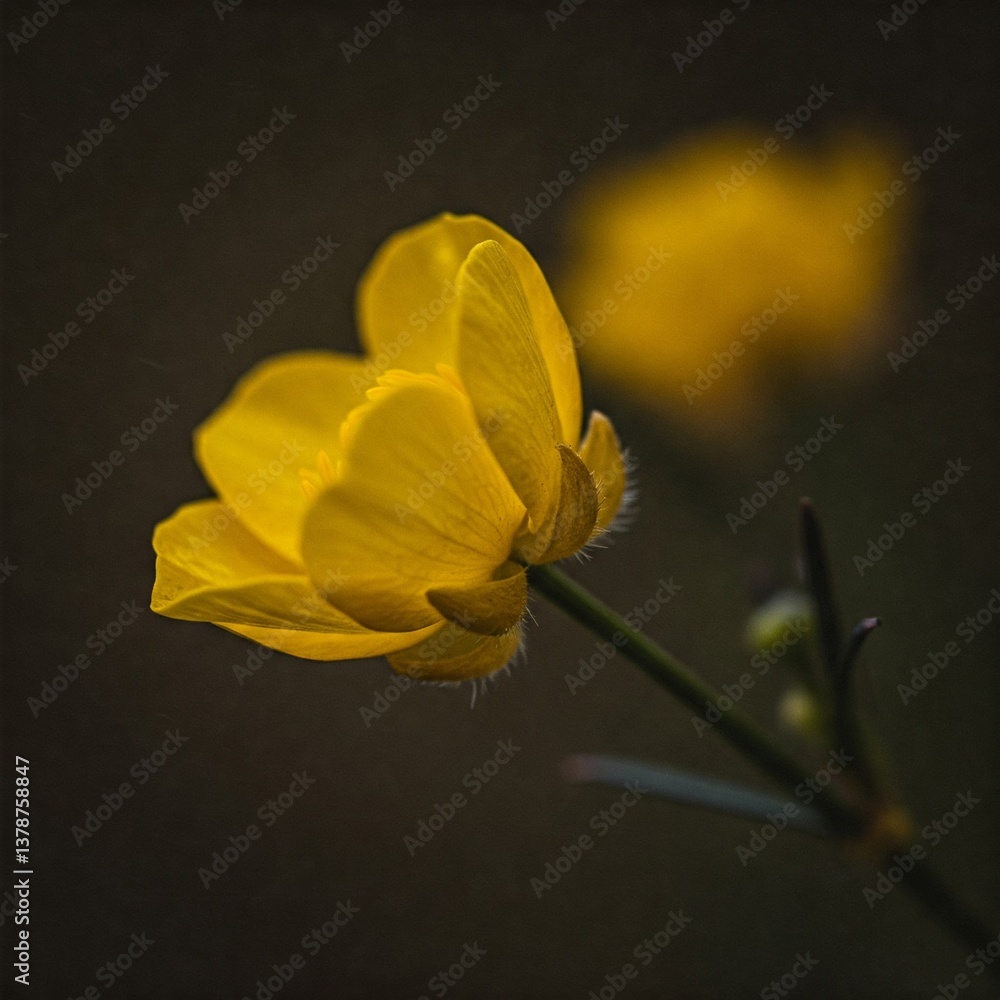 Fototapeta premium yellow flowers on black background