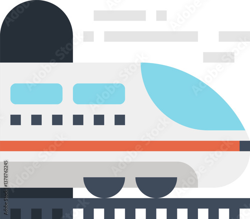 railroad trip flat web icon concept
