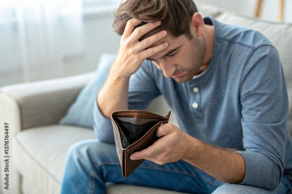 Modern financial challenges, Everyday scenario, Neutral indoor setup Modern financial challenges, Everyday scenario, Neutral indoor setup