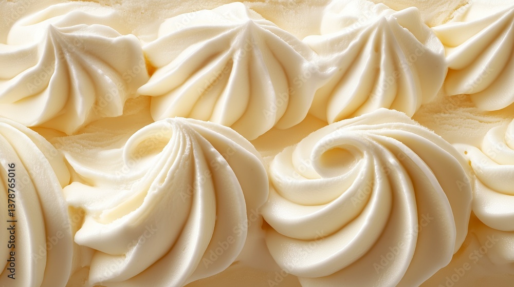 Creamy White Ice Cream Swirls Close-up. Creamy White Ice Cream Swirls Close-up.