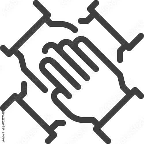 teamwork flat line web icon concept