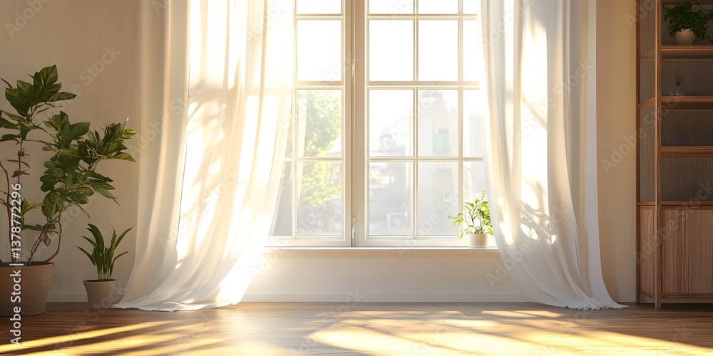 Fototapeta premium Bright and Airy Interior with Sunlight Streaming Through Window