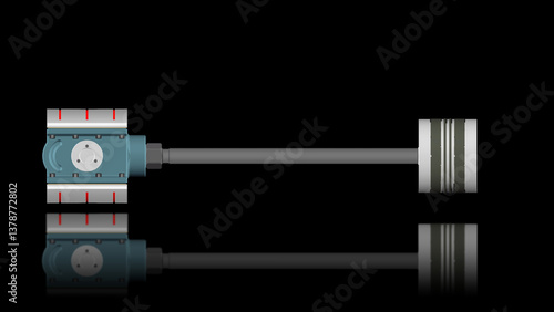 API-618 reciprocating compressor turbomachinery illustration drawing showing a direct connection crosshead assembly, connecting rod, and piston rod assembly with pressure rings and wear bands 