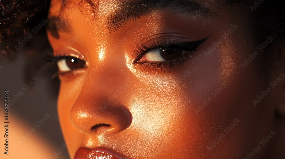 Close-up of a woman with radiant skin and beauty. Close-up of a woman with radiant skin and beauty.