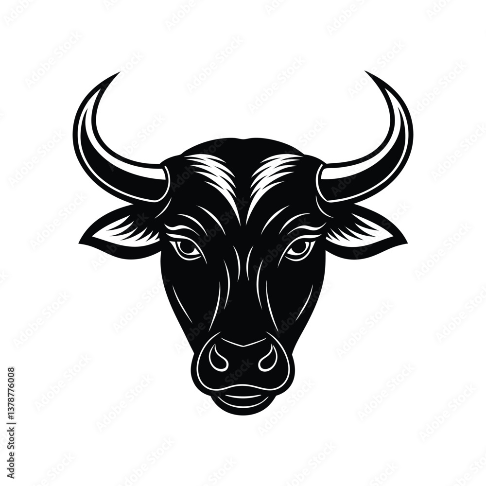 Fototapeta premium A cow head silhouette vector art illustration