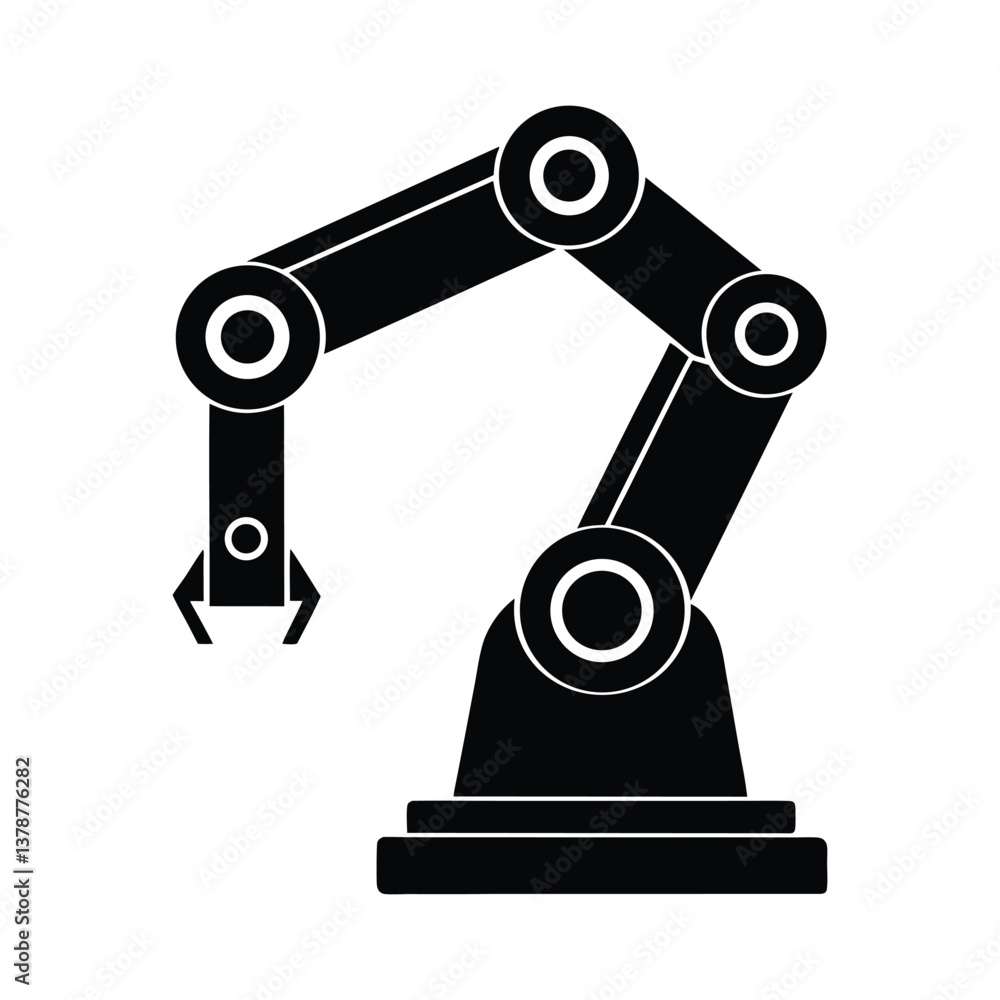 A industrial robot arm silhouette vector art illustration A industrial robot arm silhouette vector art illustration