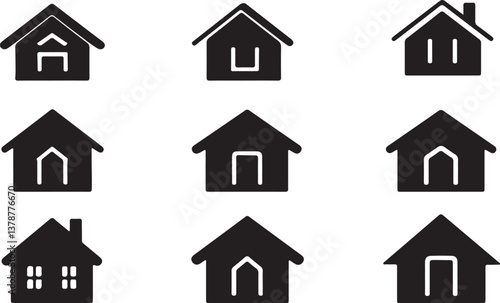  modern home icon set – vector silhouettes for interior and exterior design