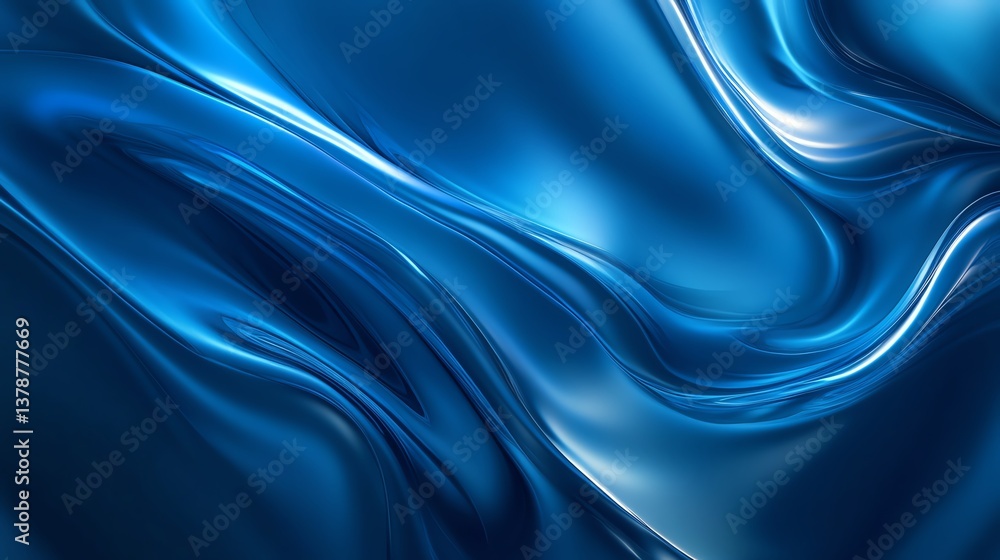 Fototapeta premium Smooth blue fabric with elegant swirling pattern.