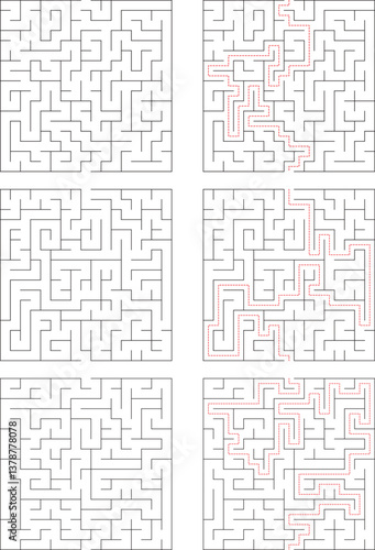 Six Complex Mazes Puzzles, Solutions, Paths, Logic, Games, Brain Teasers, Challenges, Thinking, Stra