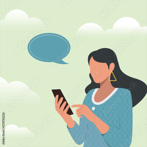 A smiling woman holding a mobile phone, a beauty of modern communication