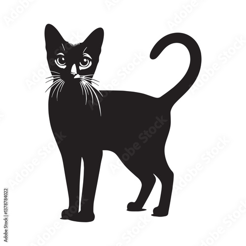 Charming Singapura silhouette, embodying the breed's playful yet calm temperament - Singapura illustration - Singapura vector - cat silhouette

