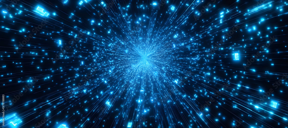 Abstract digital background with glowing blue lights and dark space Abstract digital background with glowing blue lights and dark space