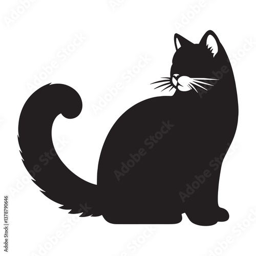 Regal Snowshoe silhouette, a noble and dignified representation of this unique breed - Snowshoe illustration - Snowshoe vector - cat silhouette

