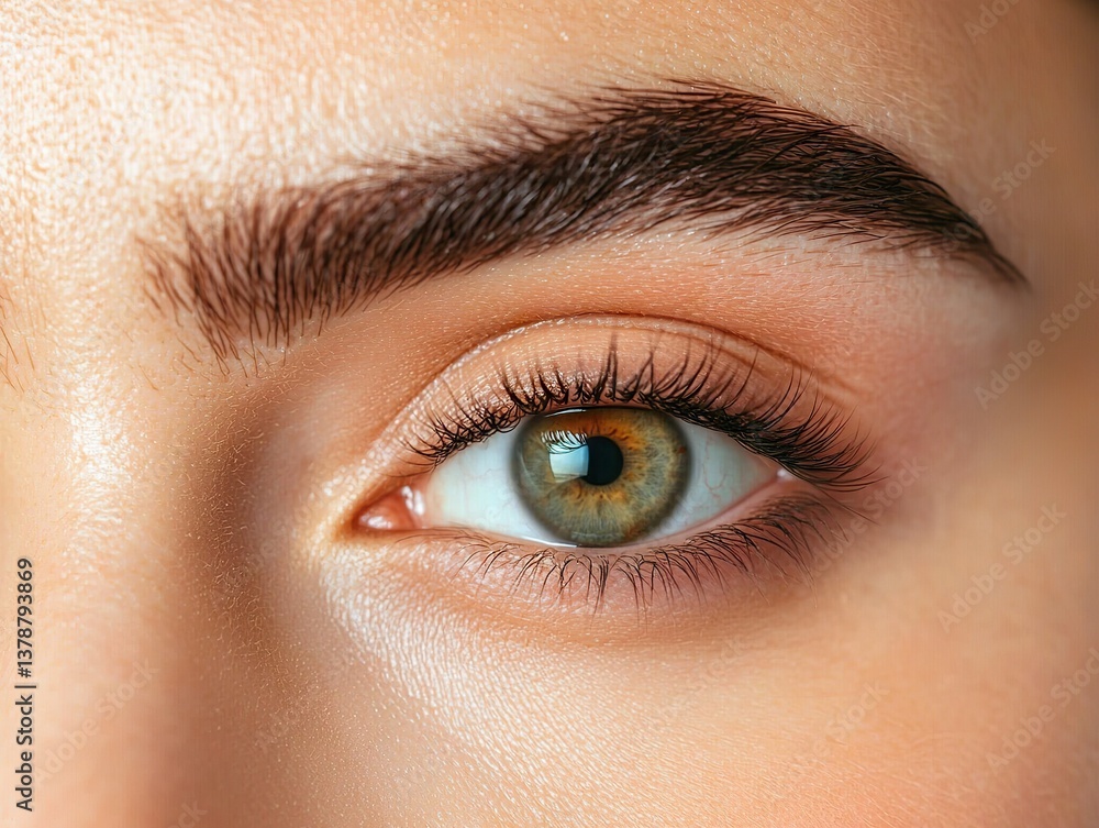 Obraz premium Close-up of captivating green eye portrait photography soft lighting natural beauty intriguing detail