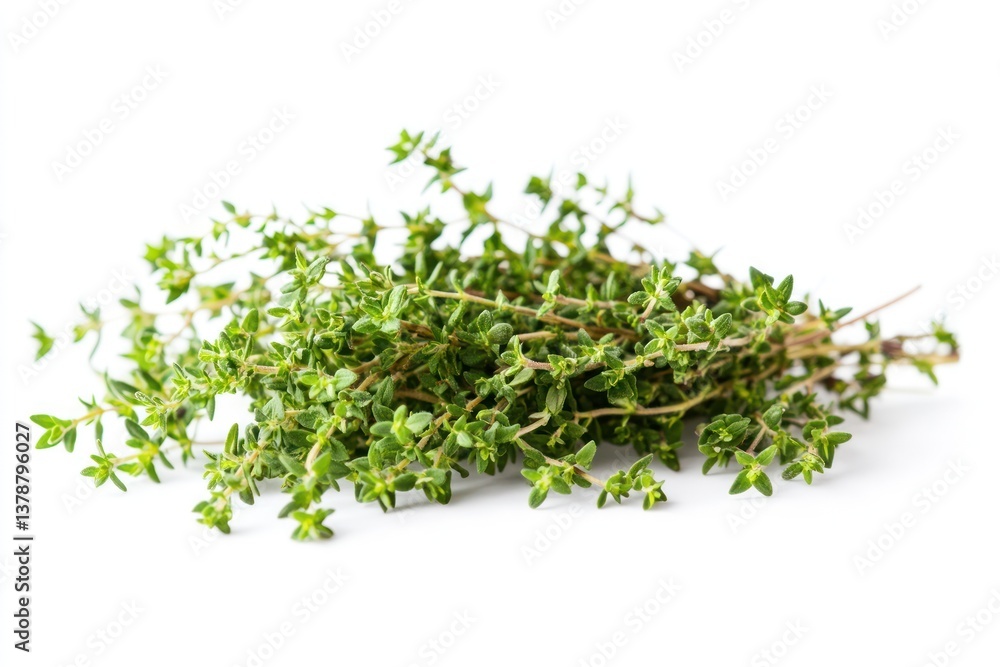 A handful of fresh thyme sprigs with tiny green leaves, isolated on a transparent background. A handful of fresh thyme sprigs with tiny green leaves, isolated on a transparent background.