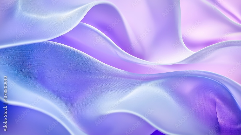 Fototapeta premium Lavender and Blue Silk Flow – Abstract Fabric Wave Texture in Soft Tones