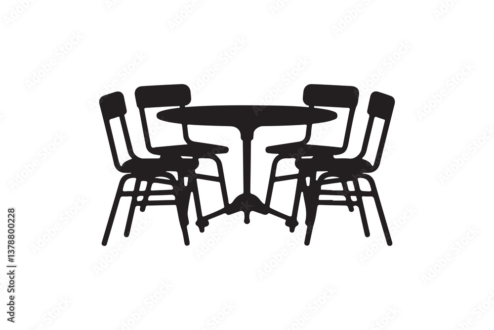 Obraz premium Table and chair art silhouettes vector with white background