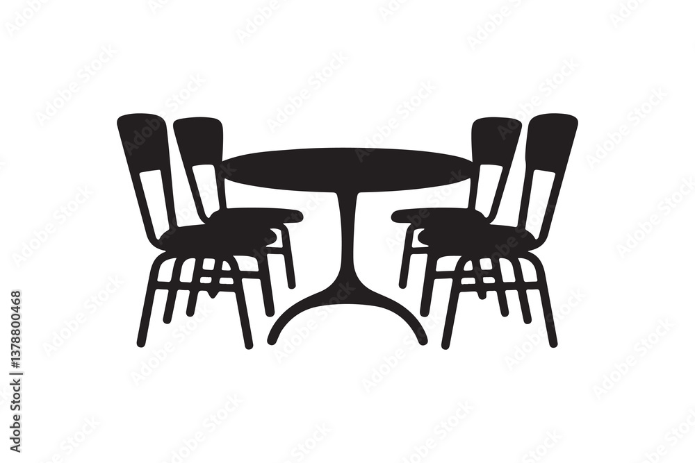 Table and chair art silhouettes vector with white background Table and chair art silhouettes vector with white background