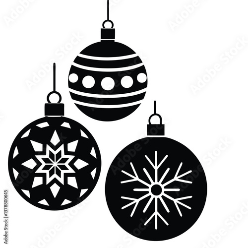Christmas balls vector art illustration