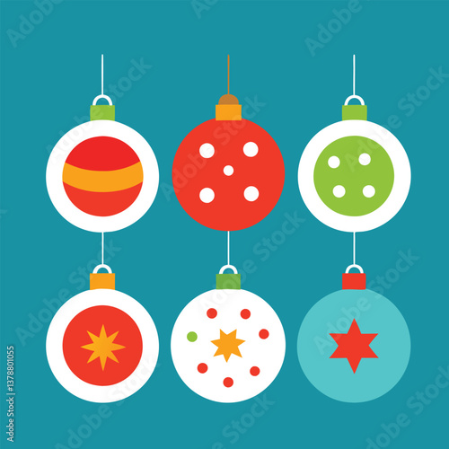 A set of Christmas balls on a white background