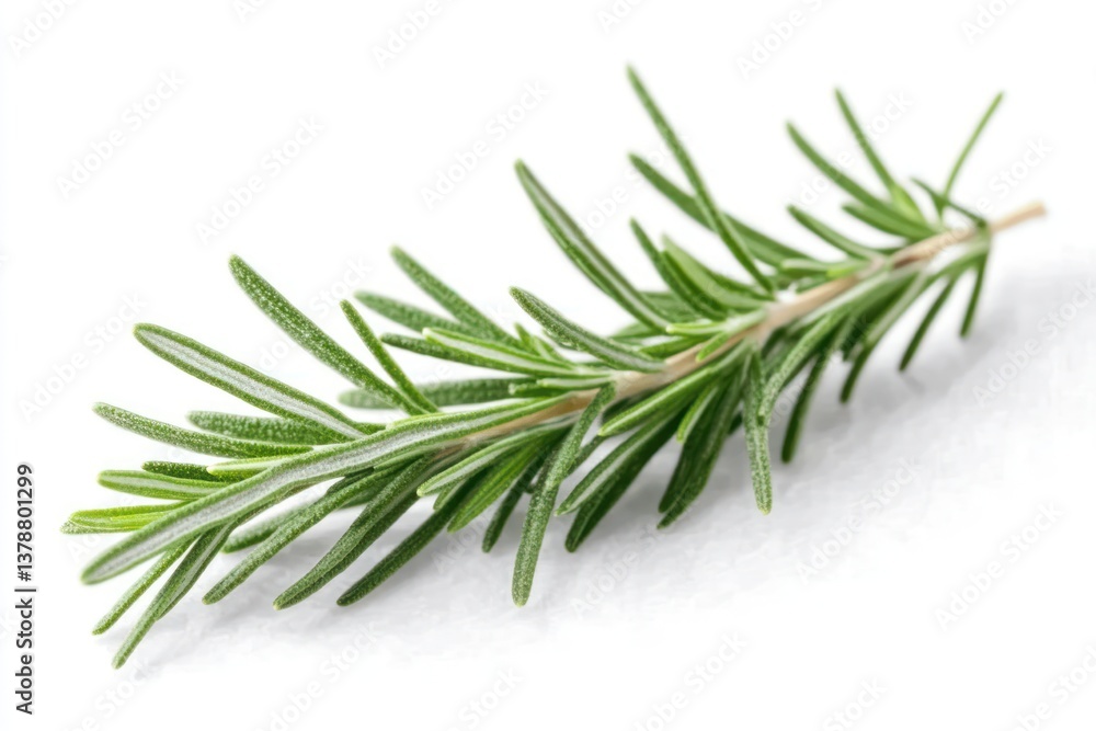A delicate sprig of fresh rosemary with needle-like leaves, isolated on a transparent background. A delicate sprig of fresh rosemary with needle-like leaves, isolated on a transparent background.