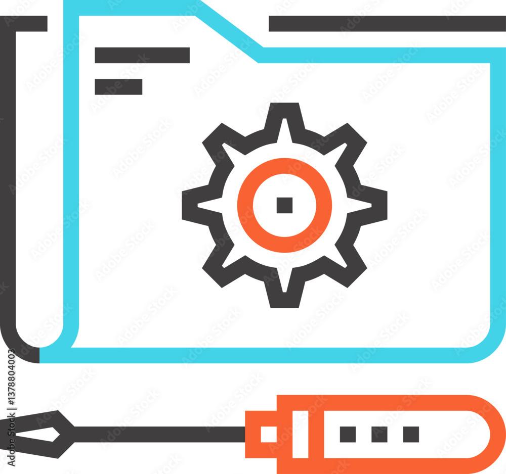 Obraz premium tech service flat line web icon concept