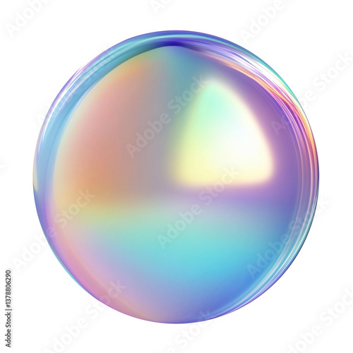 3d rainbow orb with luminous surface in pastel tones on transparent background