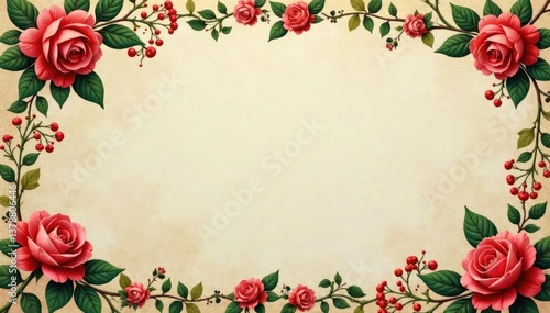 Intricate repeating rose and leaf motif on vintage wallpaper , leaf, pretty