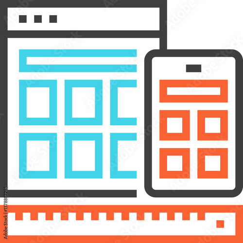 responsive design flat line web icon concept