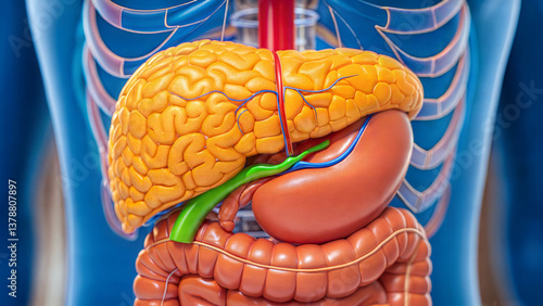 Detailed Cross Section of Human Body Organs and Systems Anatomy