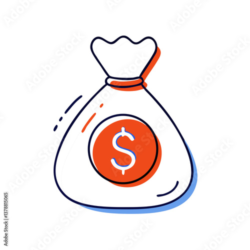 Money bag icon with dollar sign in a modern style  