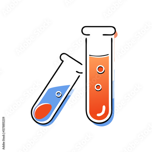Laboratory test tubes with colored liquids in modern style  