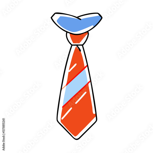Colorful cartoon necktie with blue and red stripes  