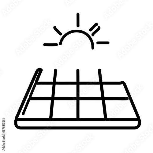 Drone hovering in the air icon in minimalist line art style, clean and even lines, simple shapes