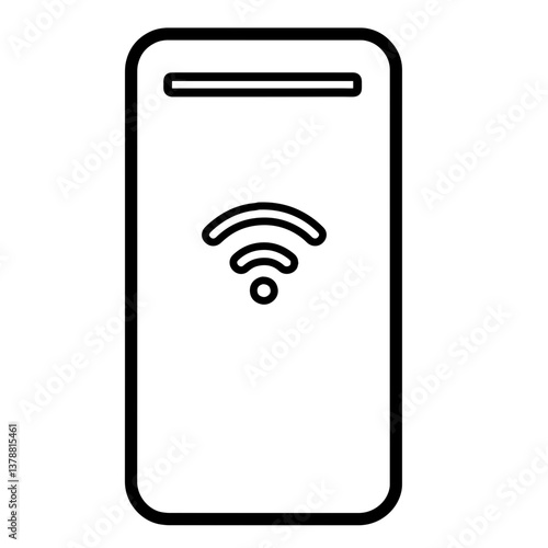 mobile phone icon simple line art  with wi fi icon