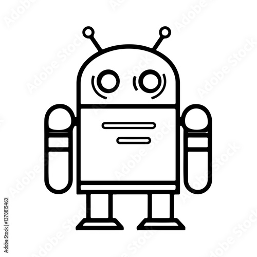 Minimalist Robot Line Art Icon