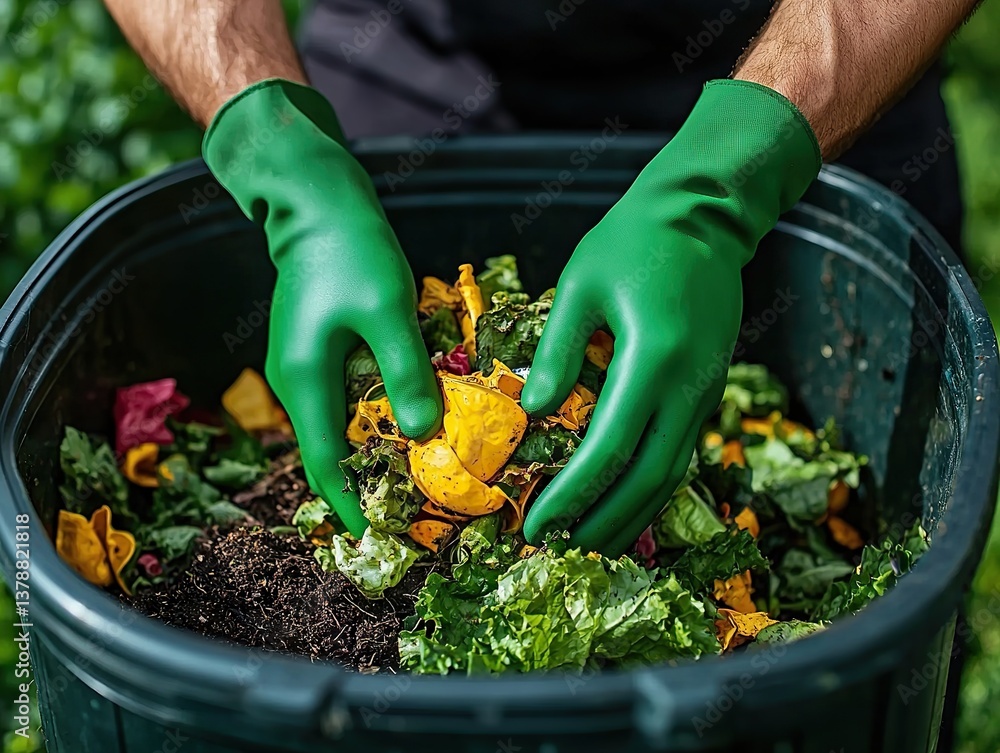 Fototapeta premium Composting organic waste effective practices in urban gardens sustainability hands-on learning environment