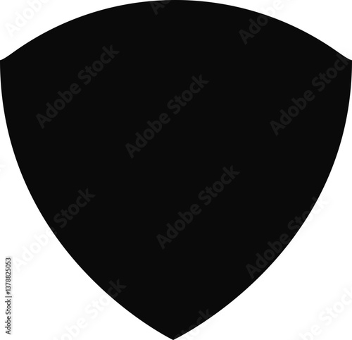 Solid black silhouette of a shield representing a fortress guardian, embodying protection and resilience.