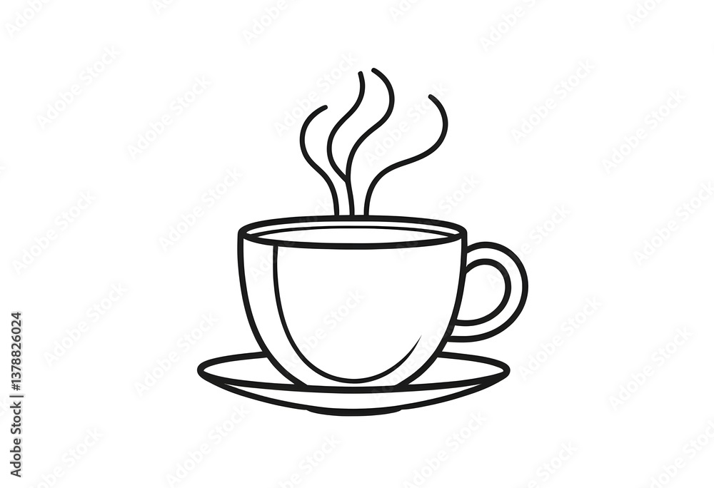 Steaming Coffee Cup Line Art Illustration Steaming Coffee Cup Line Art Illustration