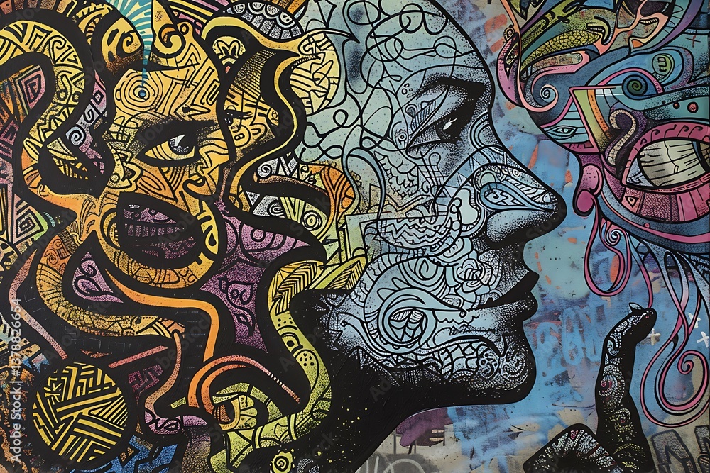 custom made wallpaper toronto digitalA skeptical mind with intricate, analytical patterns and questioning symbols reflecting doubt and scrutiny