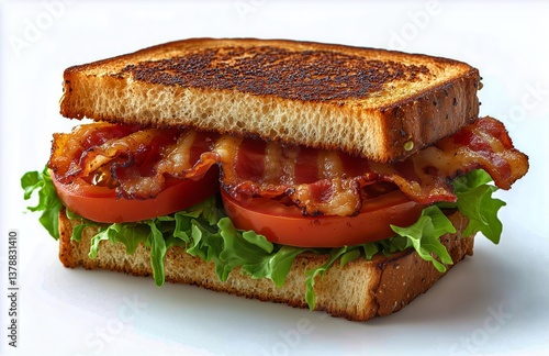Savory Bacon Sandwich With Fresh Lettuce and Tomatoes on Toasted Bread