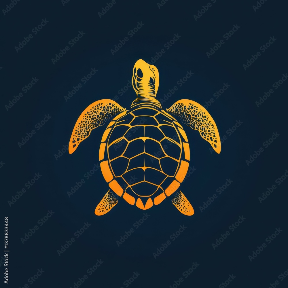 Fototapeta premium Sea turtle swimming gracefully in dark water with intricate patterns against a calming backdrop