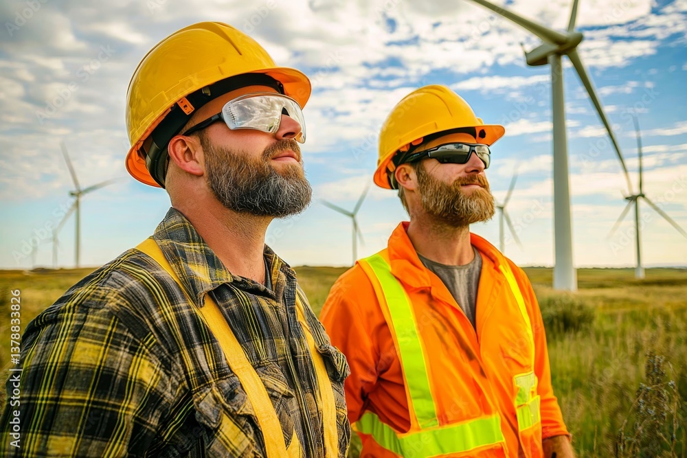 Sustainable Energy Workers Evaluating Turbine Efficiency Sustainable Energy Workers Evaluating Turbine Efficiency